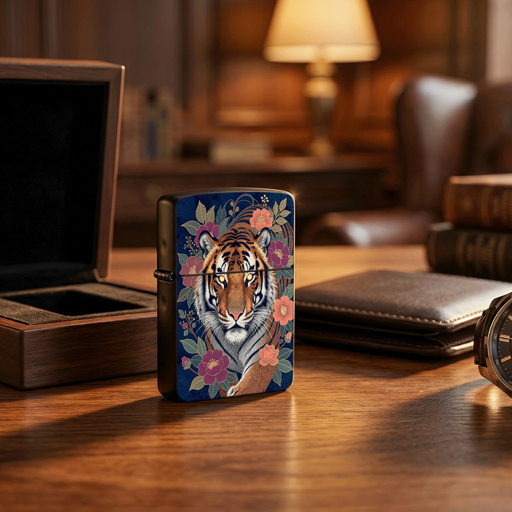 Vintage Collectible Lighters - Encendedor abatible con diseño de tigre