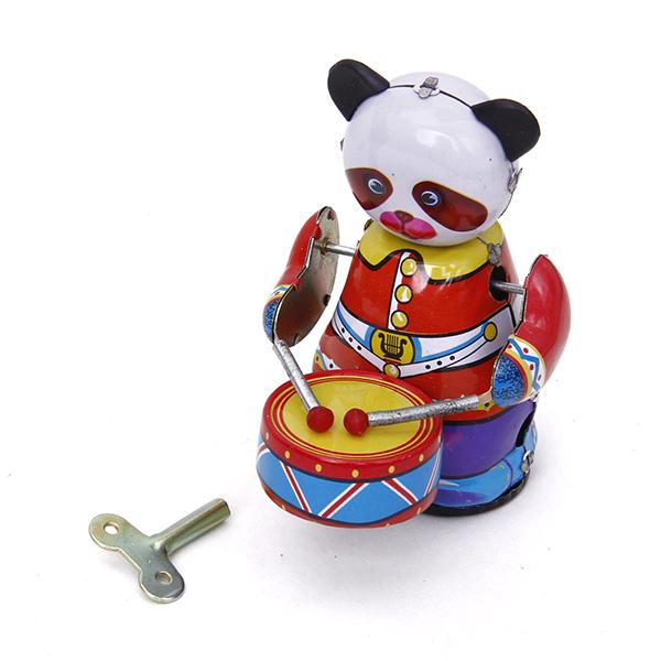 Vintage Collectibles Toys - Juguete de Panda Baterista de Cuerda,