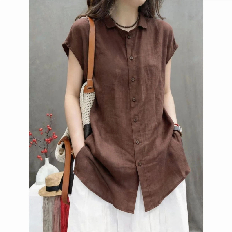 Vintage Collectible Buttons - Blusa de Oficina para Mujer, Manga