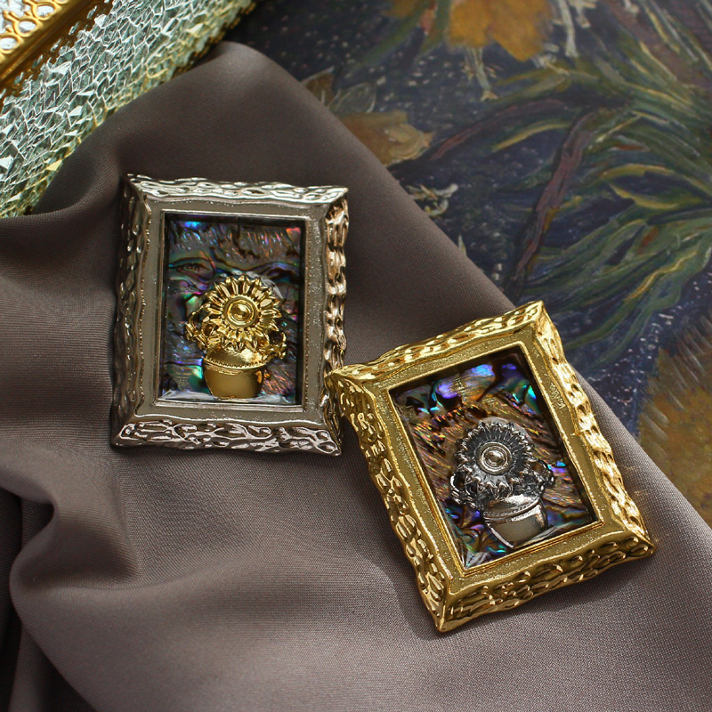 Collectible Vintage Brooches - Muylinda-broches de girasol Van Gogh Vintage