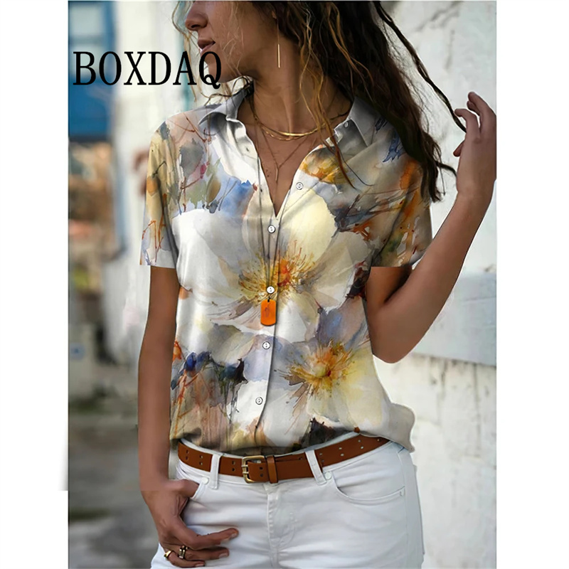Vintage Collectible Buttons - Camisa de verano para mujer, blusas